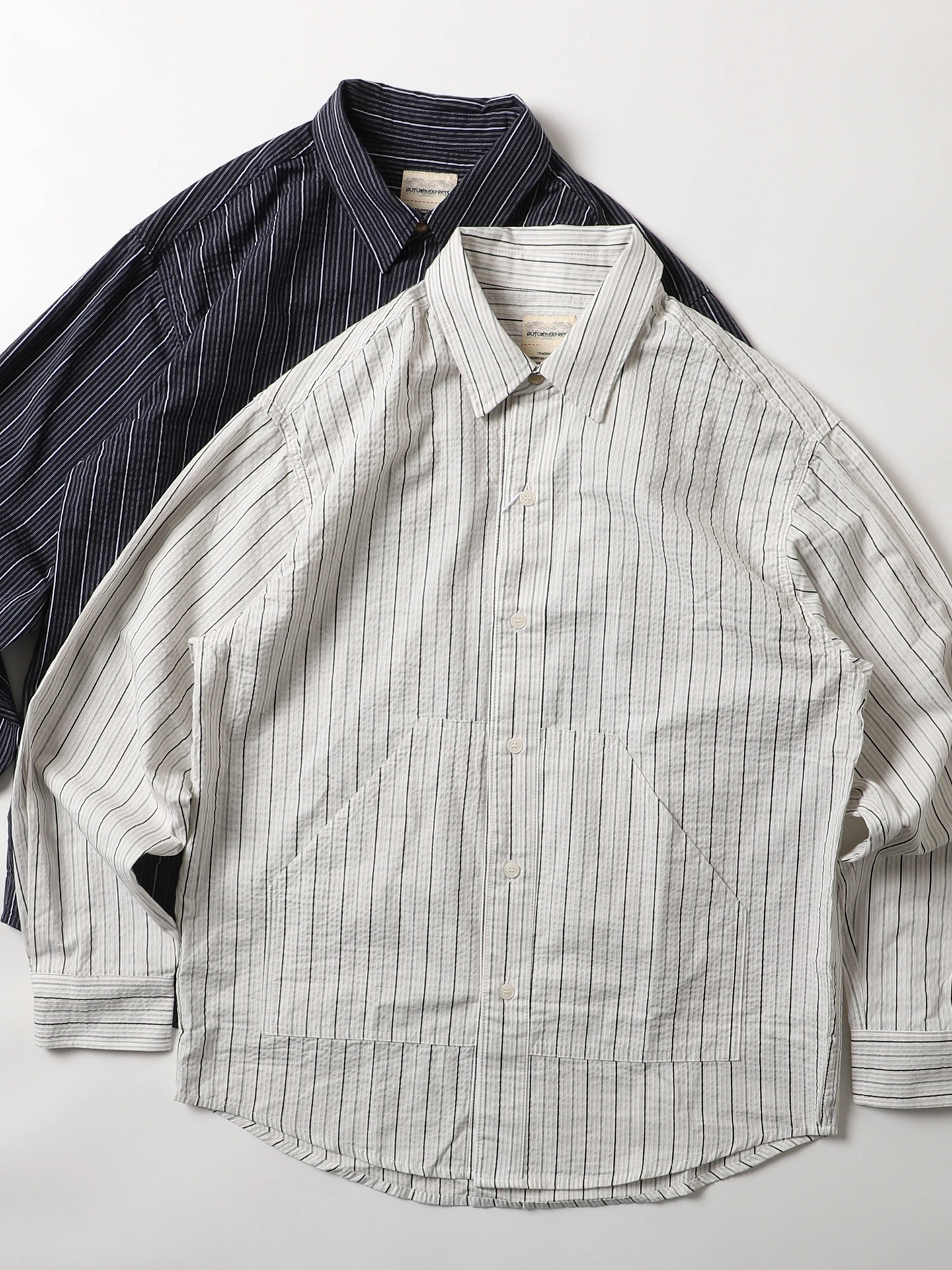 

Retro Striped Loose Long Sve Cotton irt ex Casual Sle Workwear Jaet Autumn Faion Brand Pure Cotton Men's irt