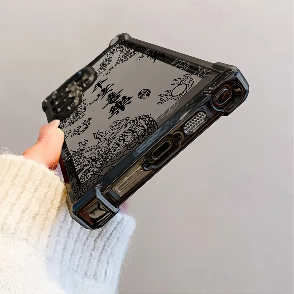 iPhone 17、16、15、14、13、12、11 Pro Max Plus用のスタイリッシュな中国龍デザインのスマホケース