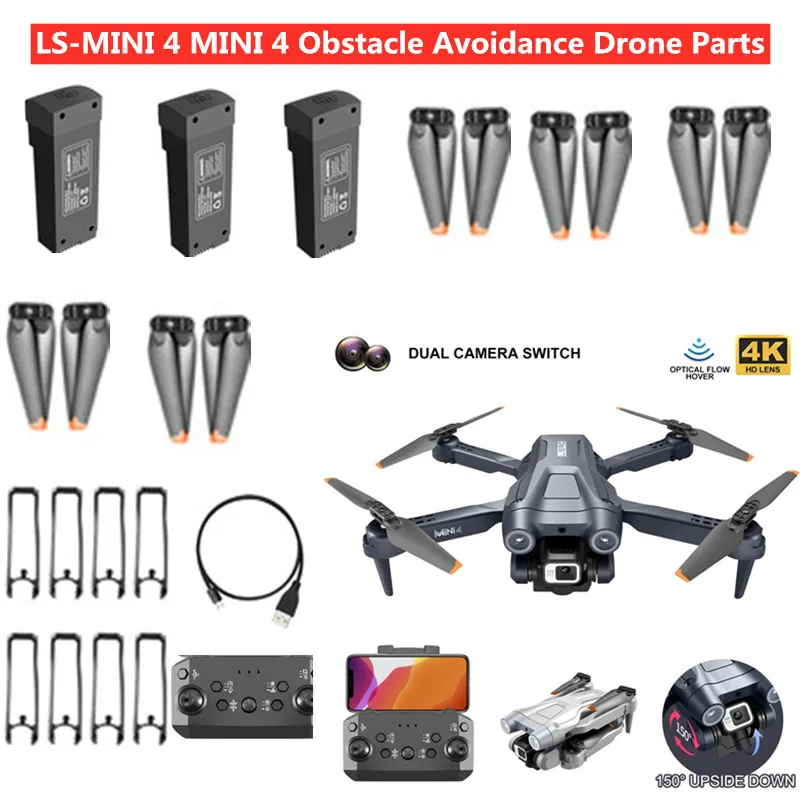 LS-MINI 4 Mini4 بطارية توصيل خارجي قطع غيار صغيرة 4 بطارية توصيل خارجي Mini4 الطائرة بدون طيار 3.7 فولت 2000 مللي أمبير بطارية المروحة حماية الإطار USB اللعب