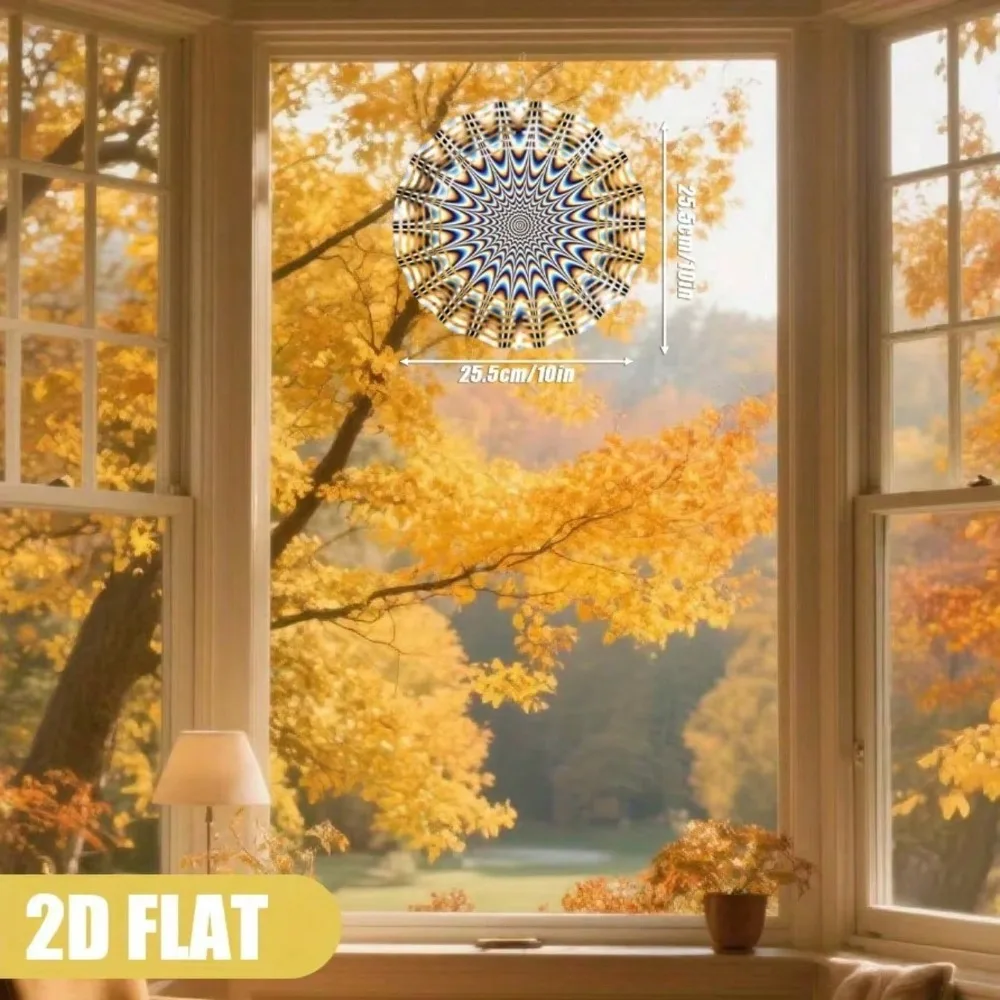 CIFBUY Metal Wind Spinner Outdoor Garden Decor 2D Flat Gradient Radiating Rotatable Hook Waterproof Anti Fade Iron  Patio Gift