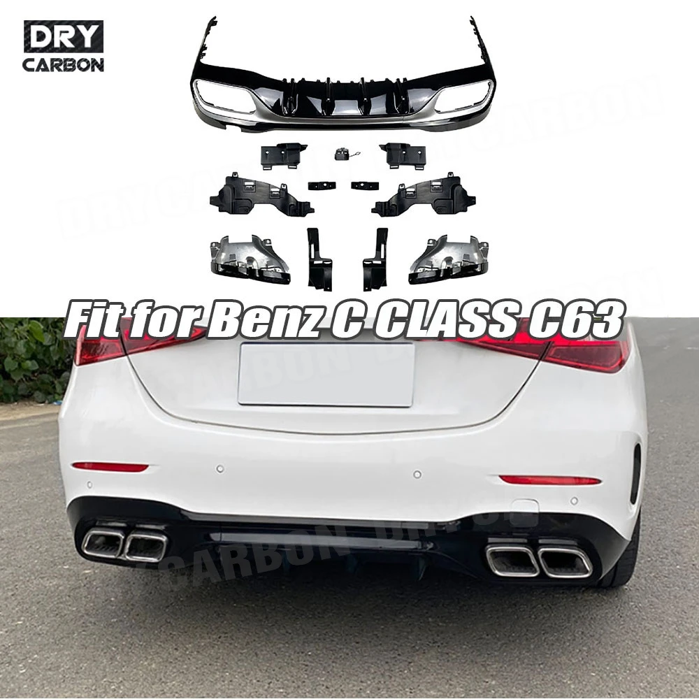 

for Mercedes Benz C Class W206 C200 C260 C300 C43 C63 AMG 2022+ Car Rear Diffuser Spoiler with Exhaust Rear Lip Skid Plate