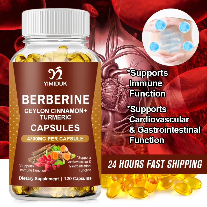 Premium Berberine Supplement Capsules Supports Immune System Healthy Food