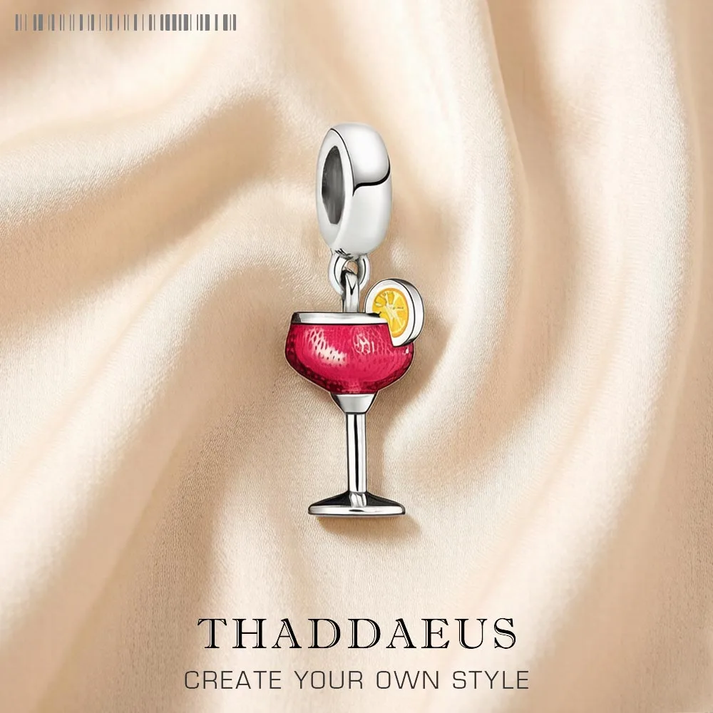 Cocktailbecher-Anhänger, baumelnder Charm, neuer edler Schmuck, 925er Sterlingsilber, trendiges Geschenk für Frauen