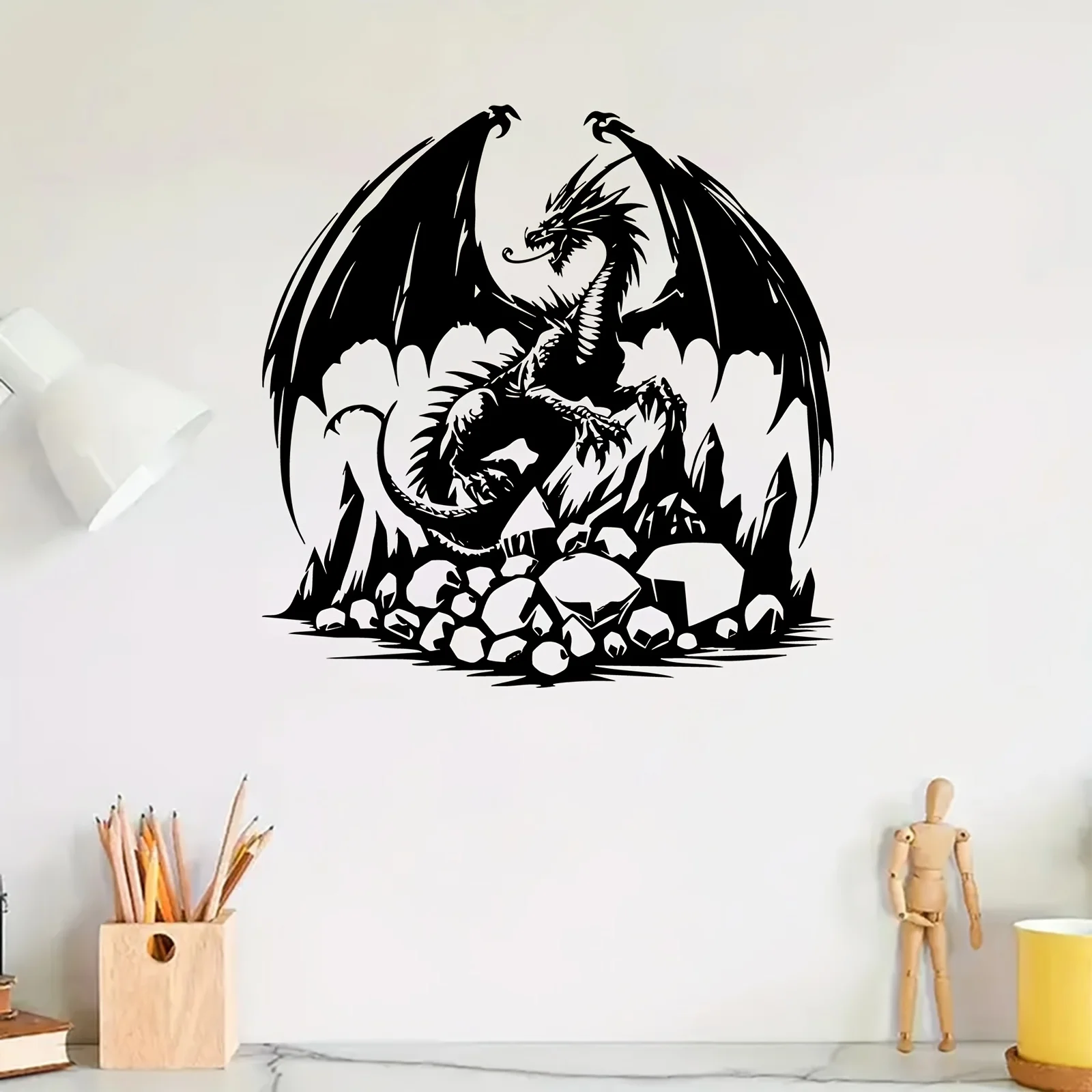 CIFBUY Wrought Iron Dragon Wall Art Sculpture, Dynamic Metal Wall Decor, Weatherproof Fantasy Dragon Hanging for Indoor Outdoor,