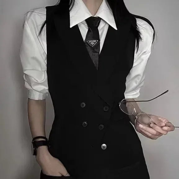 Chaqueta de traje informal Unisex a medida estilo británico sensación avanzada Gunlock chaleco ajustado abrigo superior fibra de poliéster sin decoración