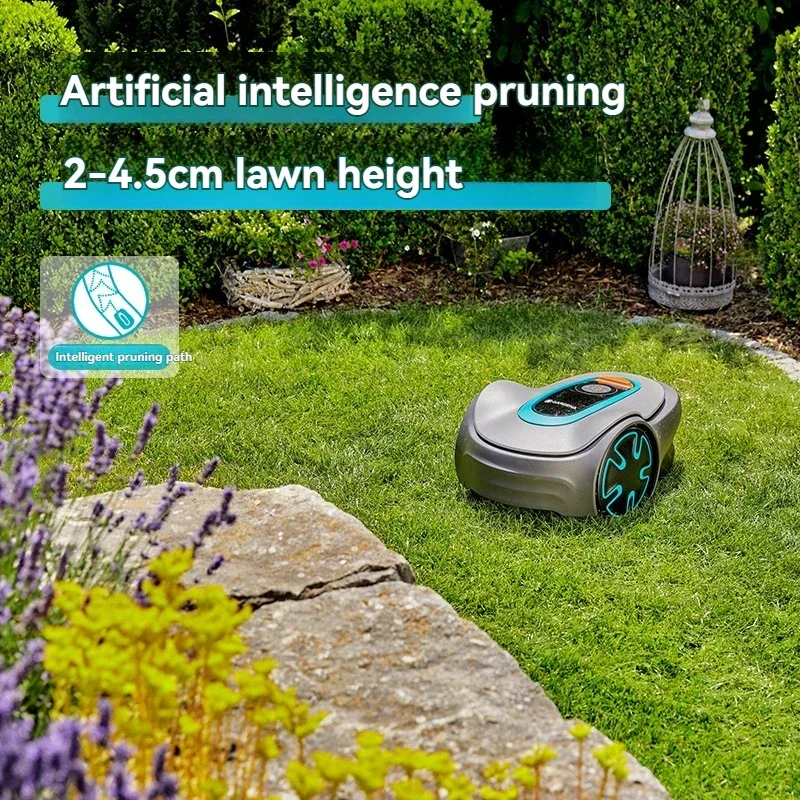 جزازة العشب الروبوتية الأوتوماتيكية مع نظام تحديد المواقع لـ 500m2 Garden App-Controlled Custom Route Smart Robot جزازة العشب الروبوتية باللونين الأزرق والأبيض