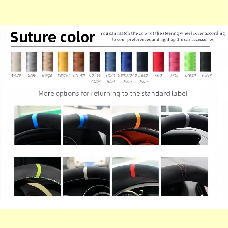 Car Steering Wheel Cover Suede Leather Breathable For Tesla Model 3 2015-2021 Model Y 2019-2021 Steering Wheel Braiding Cover