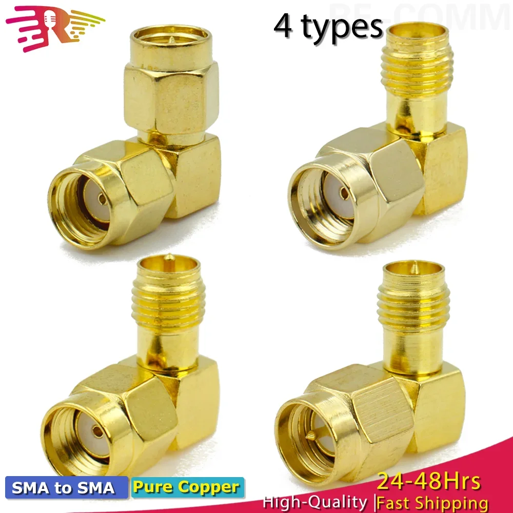 

SMA to RP SMA Adapter 90 Degree Right Angle RF Coax Connector SMA Male to RP-SMA Female Converter for WIFI Antenna / FPV RF