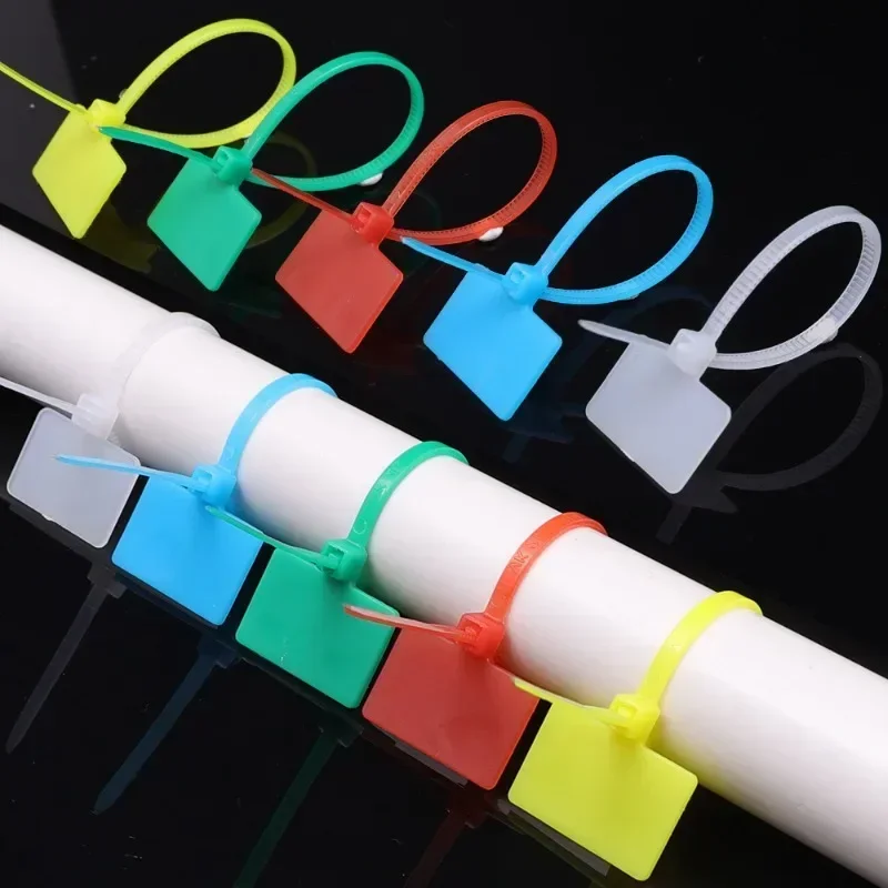 300/100pcs Colorful Nylon Cable Tie Markers Tag Cable Self-locking Zip Ties Office Plastic Loop Ties Wire Wraps Fixing Straps