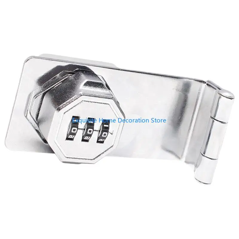

L5BF Cabinet 3-Digit Combination Lock Door Security Slide Lock Lockable Hasp Lock for Cabinets Barn Door Closet Box