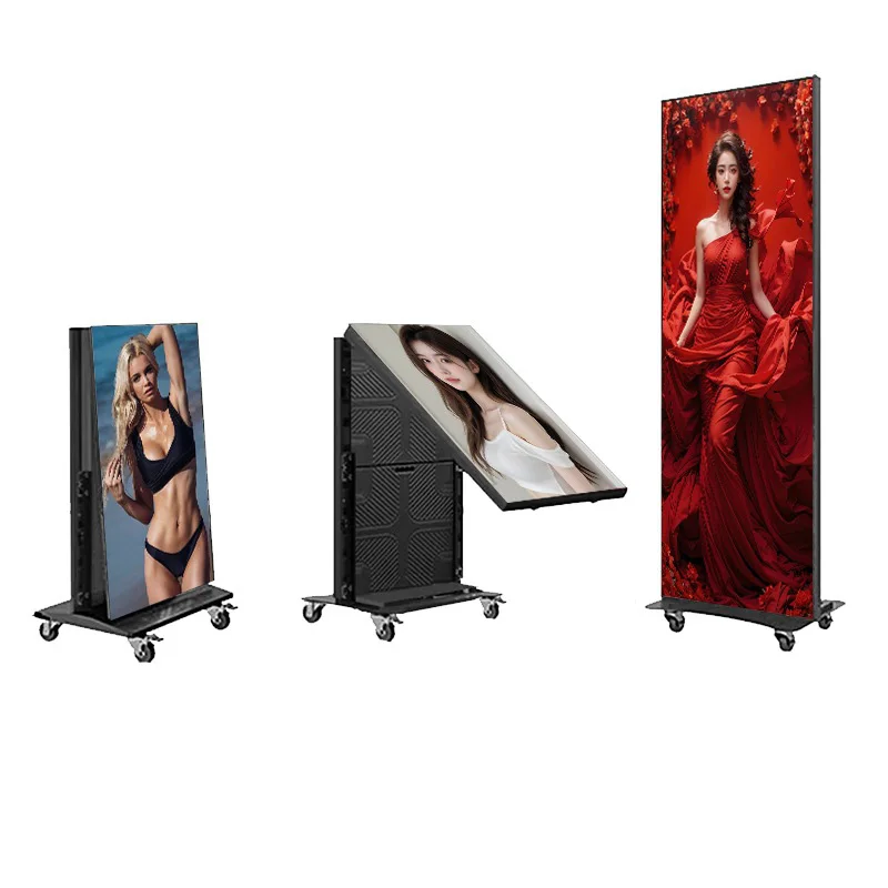 1280x1920mm P1.25 P1.56 P1.8 P2 P2.5 Gob Folding Indoor Double Sided Three  Tri Fold Poster Foldable  Screen Display