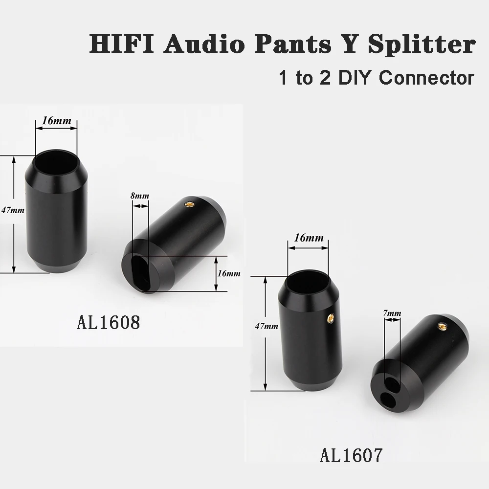 AL-1607/1608 B HIFI Audio Pantalon Y Splitter 1 à 2 Haut-Parleur 7mm Câble RCA, Audio DIY Connecteur Noir Câble Fil Bottes