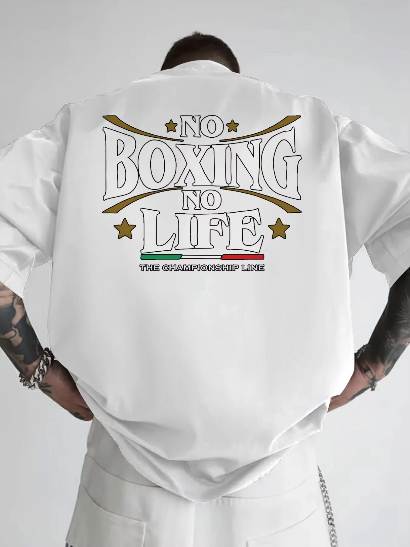 Men'S NO BOXING NO LIFE Champion Design Soft Loose Fit Gym Shirt | Casual Street Style, Breathable Daily Summer Wear, Eye-catchi