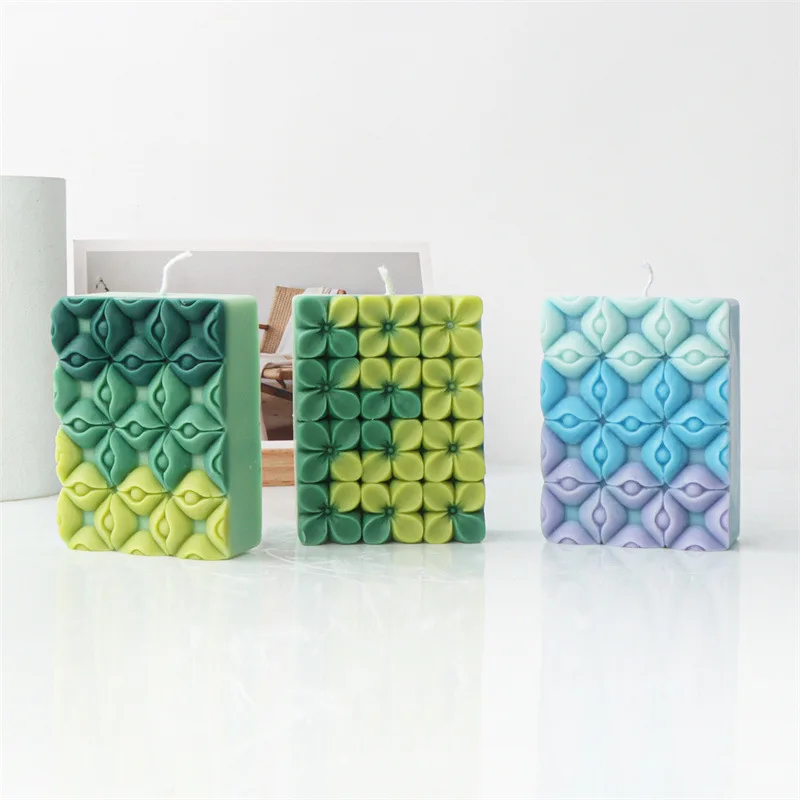 Square Flower Handmade Soap Silicone Mold Clover Flip Candle Resin Plaster Mould Chocolate Ice Making Set Party Home Decor Gifts