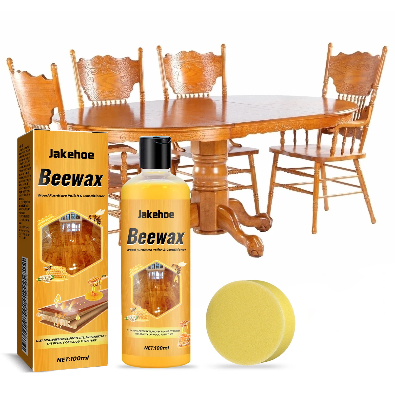 

Jakehoe 100 мл спрей из пчелиного воска для полировки мебели, очиститель для дерева для гостиной, кухни и деревянной мебели, пола
