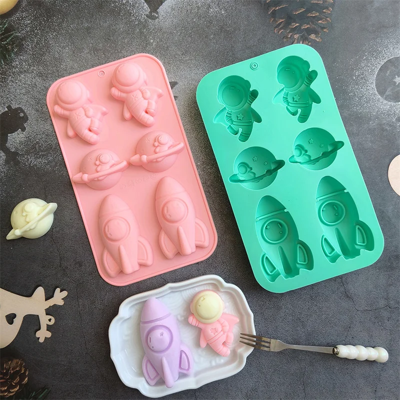 6 Holes Astronaut Rocket Astronaut 760 Silicone Mold Baking Cake Mold Pudding Bread Baking Pan Soap Mold