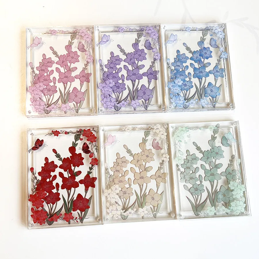 Among Flowers Series 3Inch Acrylic Photo Frame, Cute Butterfly Card Display Protector Case, for Anime Kpop Merch Shooting Decor