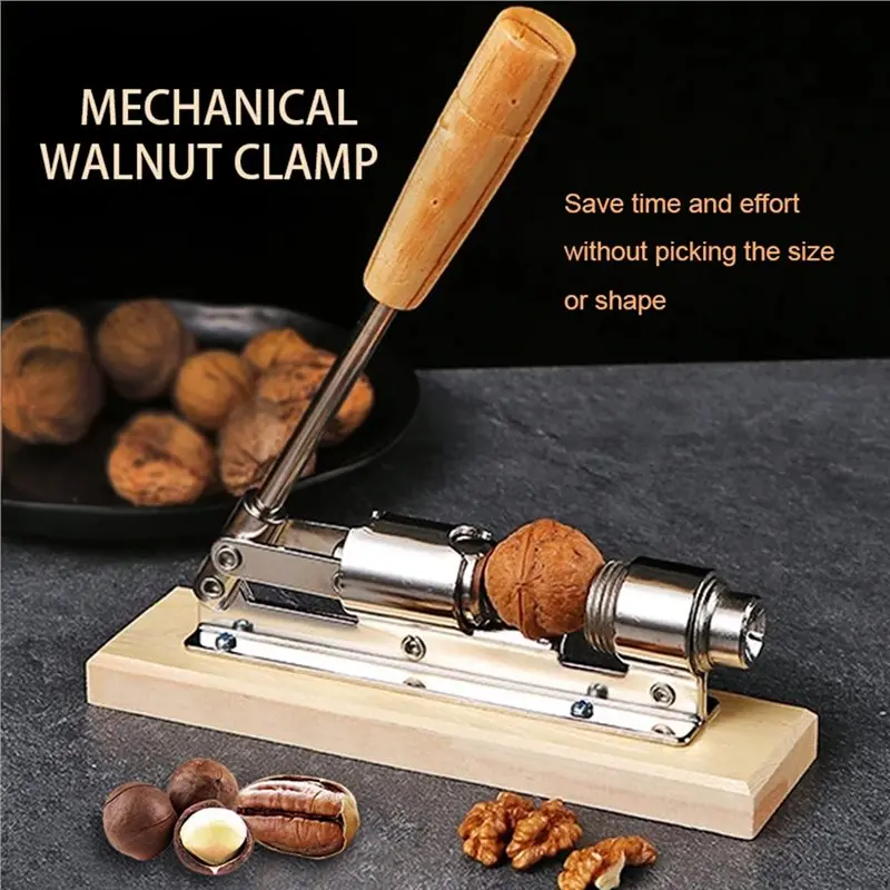AA81-Kitchen Tools Manual Nut Cracker Stainless Steel Mechanical Sheller Pecan Walnut Fast Opener Clamp Nutcracker view 4