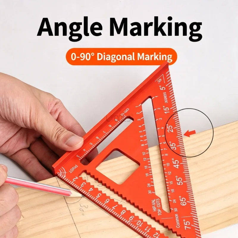 New 7Inch Triangle Ruler Measurement Tool Aluminium Alloy Carpenter Tools Inch Metric Angle Ruler Speed Square Woodworking Tools