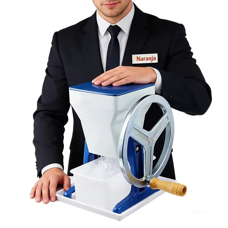Commercial Manual Ice Crusher Large Turntable Hand Crank Shaved Ice Machine for Mojito Cocktail Bar Restaurant Heavy Duty