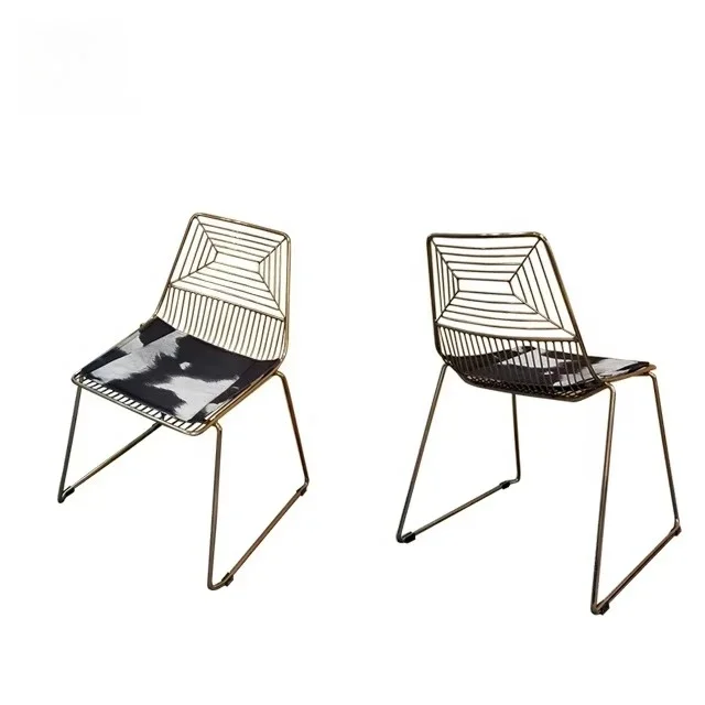New Design Gold Furniture Bertoia Wire Mesh Metal Modeling Dining Chair
