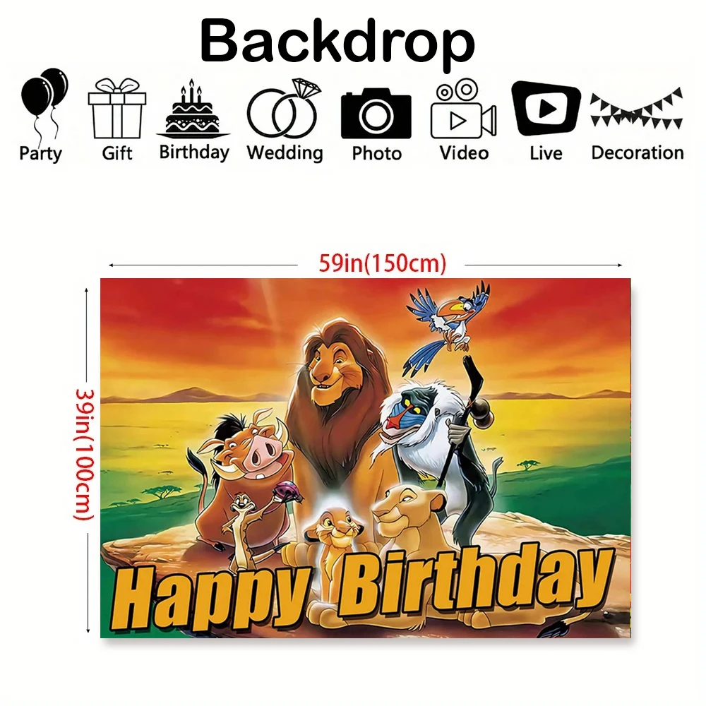 Lion King Theme Birthday Party Decoration Set Simba Latex Balloon Backdrop Banner Cake Topper Kids Party Supplies Baby Shower - view 2