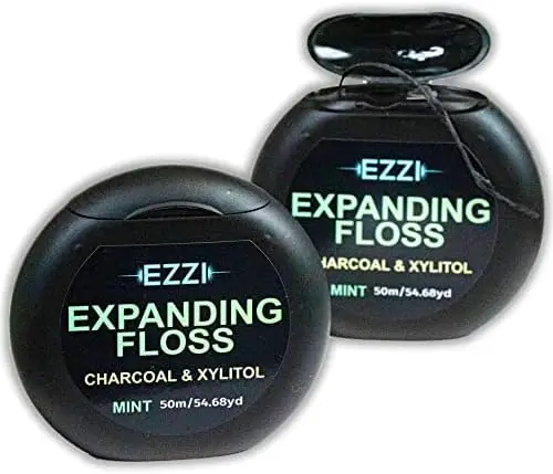 

Расширяющаяся зубная нить с углем и ксилитом - мятный вкус, толстая, 109 ярдов для оптимальной чистки десен