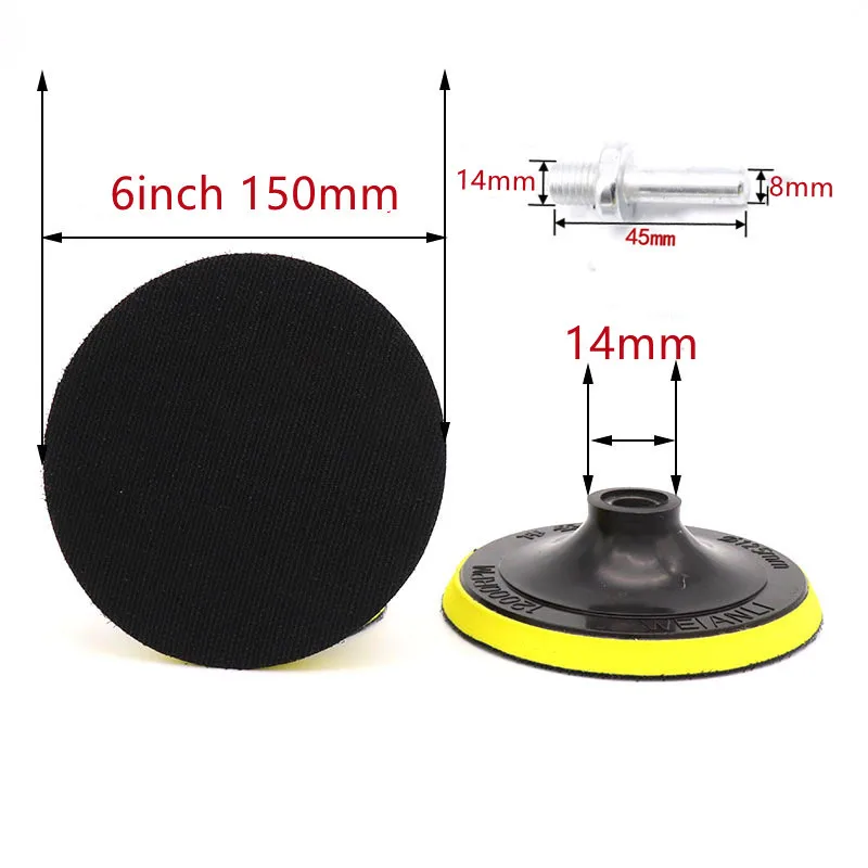 6 inci amplas cakram 150mm Hook & Loop amplas 60-240 Grit M14 benang adaptor & backpad 12 Pcs Set alat amplas pemoles