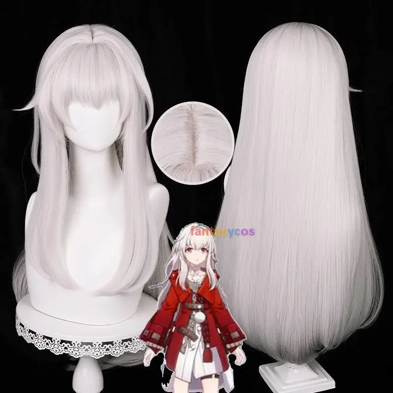 Game Honkai: Star Rail Clara Cosplay Wig 65cm Silver White Pink Wigs Long Straight Heat Resistant Synthetic Wigs for Halloween