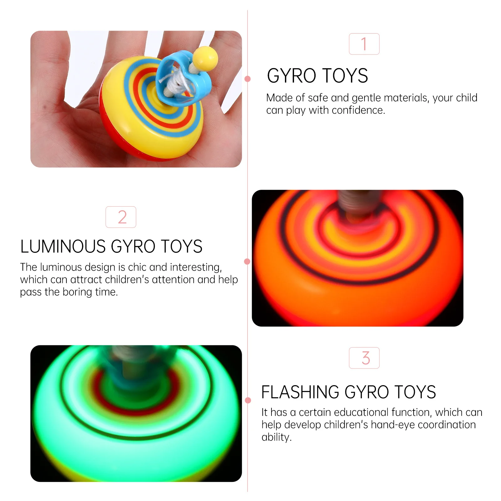 3 قطعة الدوران المضيء وامض الخشب سحب سلك الاطفال الدوران التعليمية للتنسيق بين اليد والعين التعلم المبكر #3