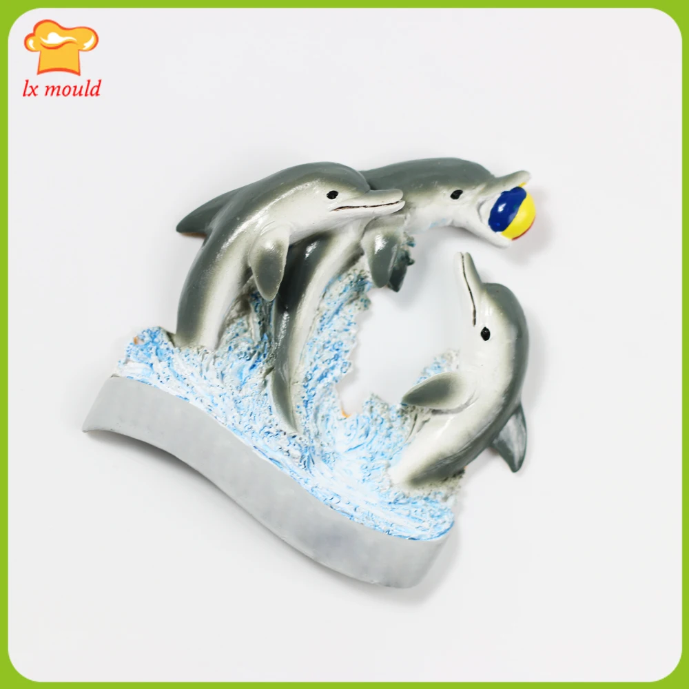 Marine Silicone Fondant Mold - Dolphin and Landscape Cake Topper Chocolate Candy Baking Mould Soap Gypsum Polymer Clay