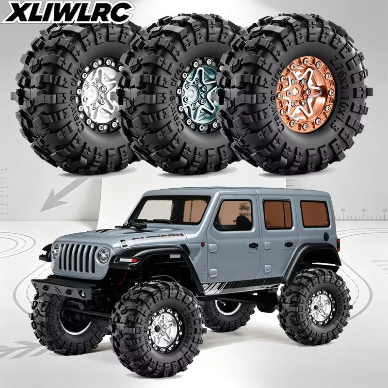 4pcs 1.3-inch Metal Beadlock Wheel Rim & Rubber Mud Tyre for 1/18 TRX4M 1/24 Axial SCX24 AX24 RC Crawler Car Upgrade Part