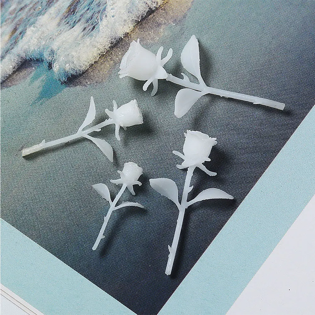 4Pcs Crystal Epoxy Rose DIY Creative Handmade 3D Flower Decoration Kit 30Mm 35Mm Miniature Forest Microlandscape Supplies