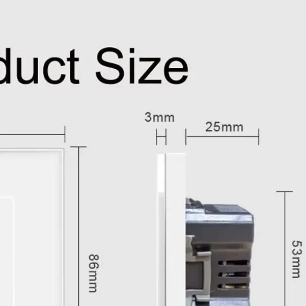 86 Type Embedded AC220V Wired Doorbell Switch, Wall Button 16A, Tempered Crystal Glass Panel for Hotel & Home Use