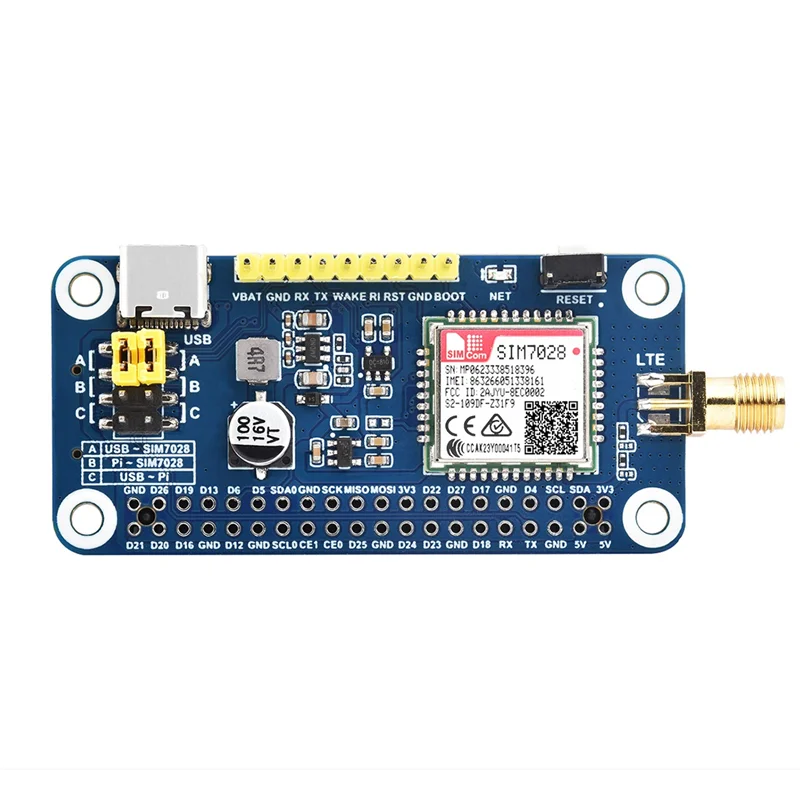 

Durable-SIM7028 Модуль беспроводной связи NB-Iot Hat для Raspberry Pi, поддержка глобальной связи с антенной Easy