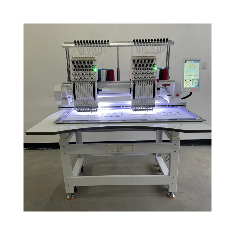 Double Head Computerized Embroidery Machine for Logo Embroidery for Caps Shirts Hats Garments Textiles Fabric Customization