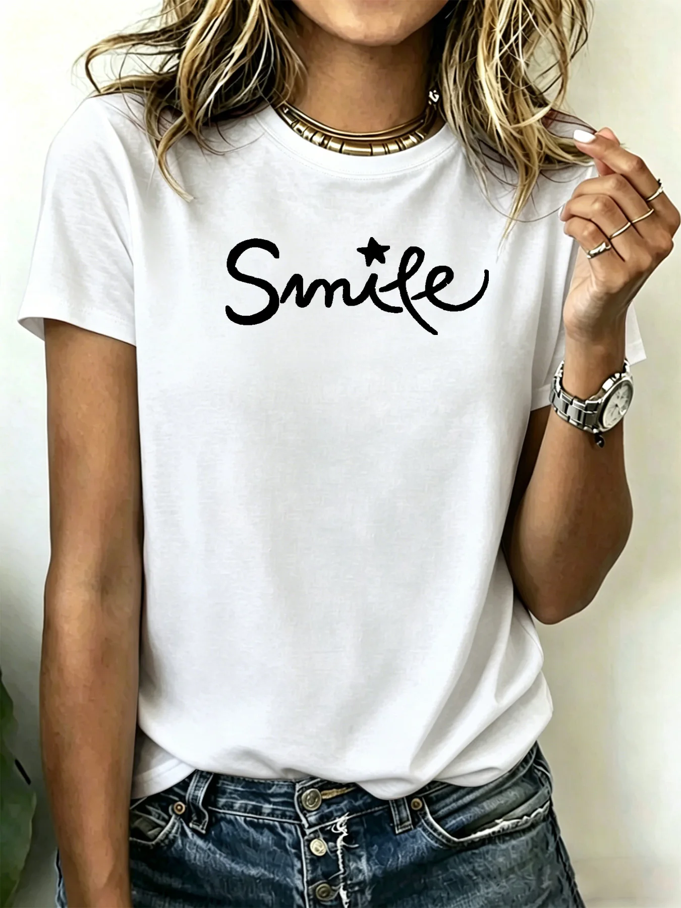 Plus-size women's 180g pure cotton T-shirts, comfortable and soft with unique pattern design that is fashionable and trendy