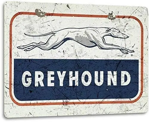 HAIMAX Metal Signs Greyhound Logo Bus Stop Station Line Retro Vintage Look Wall Tin Sign -aluminum