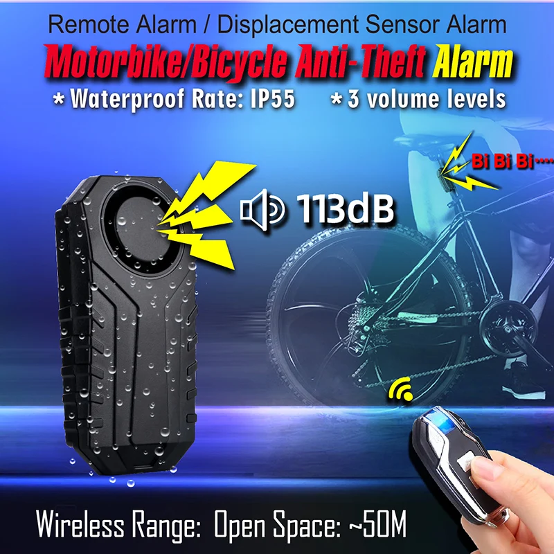 Waterproof Bike Alarm Motorcycle Electric Bicycle Security Anti Lost Wireless Remote Control Vibration Detector Sensor Mailbox