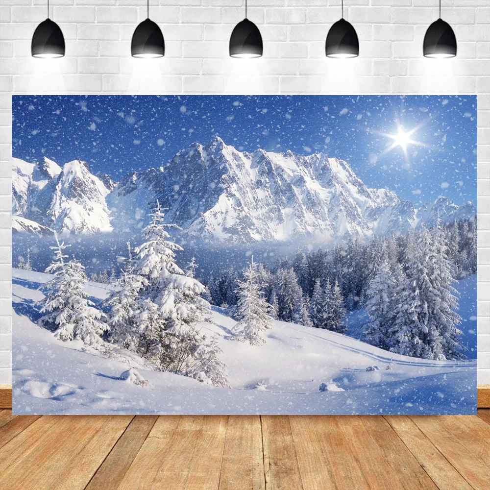 Winter Pine Forest Mountain Snow Natural Scenic Photo Photographic Backgrounds Christmas Photography Backdrops For Photo Studio