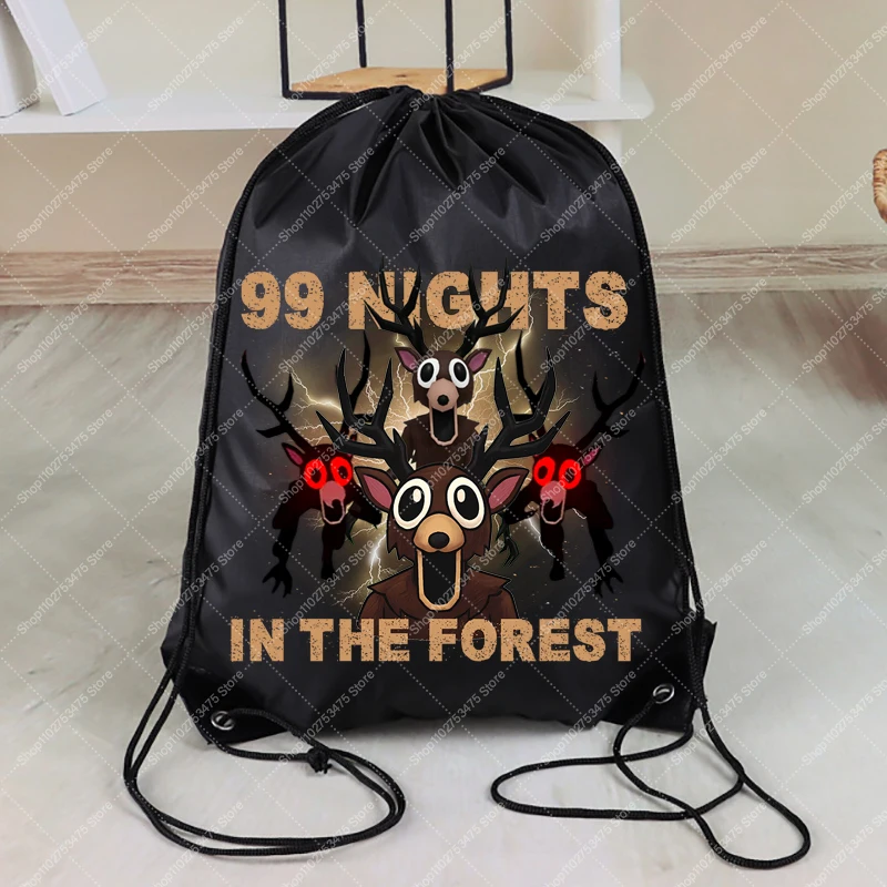 حقيبة ظهر برباط من Game 99 Nights in The Forest للبالغين والأطفال، حقيبة تخزين لطيفة على شكل رسوم كرتونية، ملحقات غير رسمية، حقيبة بسلسلة هدايا #4