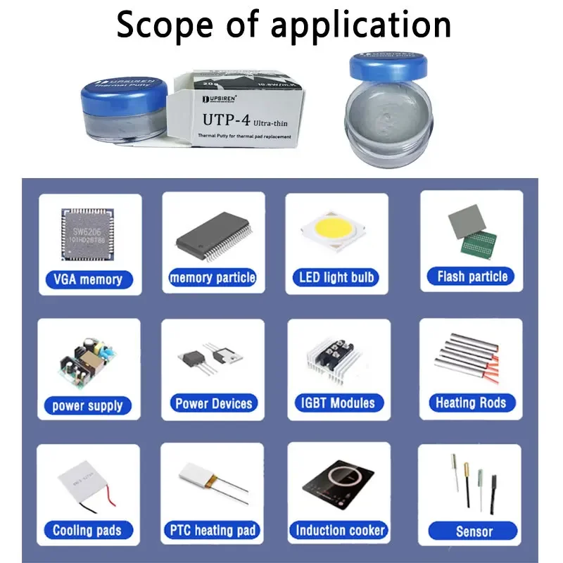 UPSIREN UTP-4 10.8W/m.K Ultra-thin type thermal paste GPU high temperature cooling cpu thermal paste 20g pc accessories