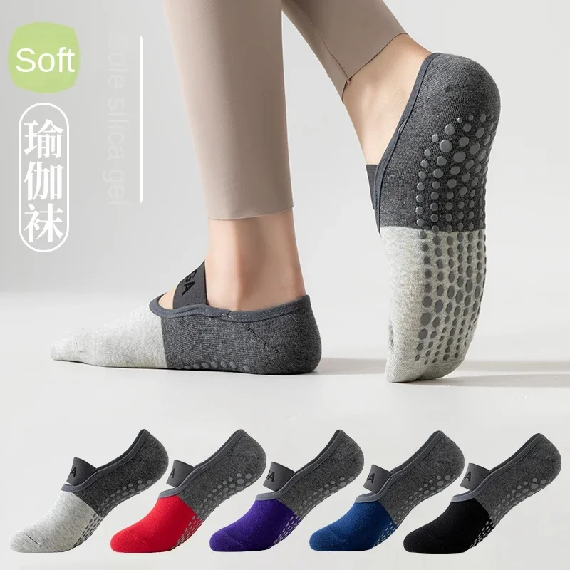 1 Paar Pilates-Socken in Patchwork-Farbe für Damen, rutschfeste Yoga-Socken, Tanzsocken und Bodensocken
