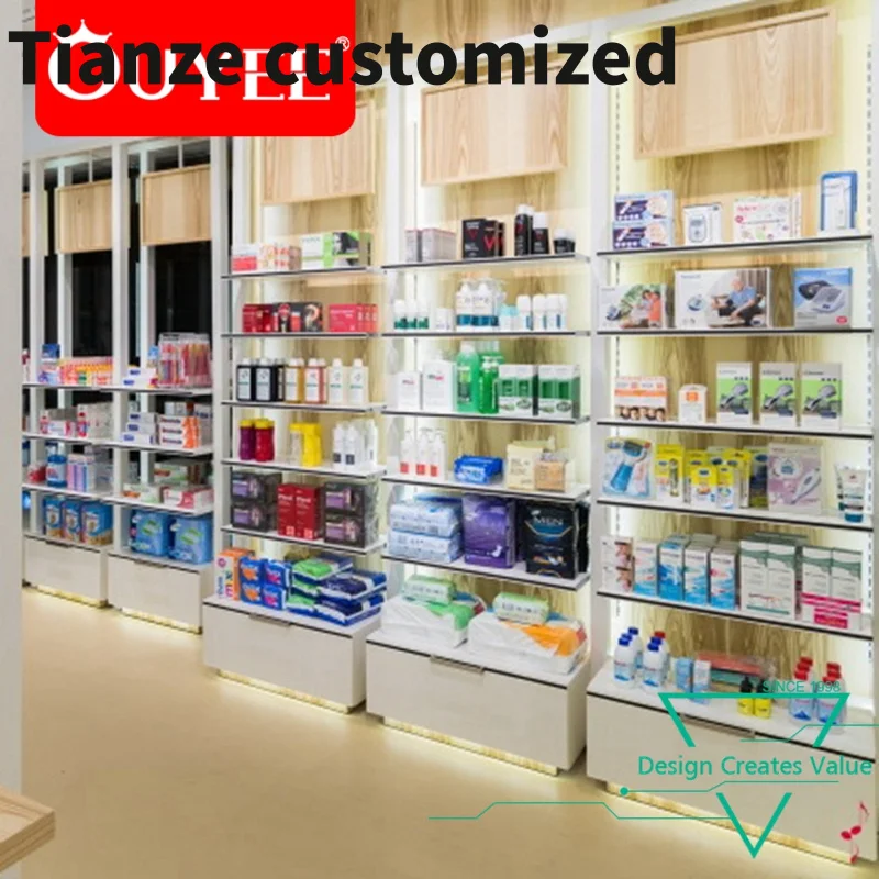 

Customized-Guangzhou White painting Pharmacy Interior Design with Lighting