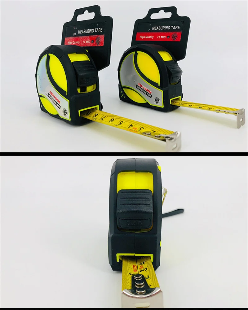 Misura di nastro da 5 m Guscio infrangibile Anello di bloccaggio automatico Righello Vernice resistente all'usura addensata per strumenti di legno da lavoro fai-da-te
