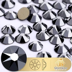 QIAO 2088 Jet Hematite 8 Big 8 Small Crystal Glass Rhinestone Non-Hotfix & Hot fix Flatback Rhinestones For Clothes Nail DIY