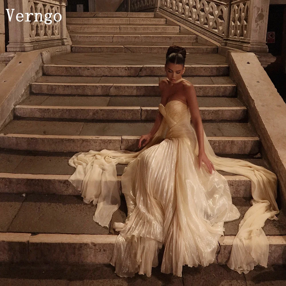 

Verngo lvory Shiny Evening Dress Sweetheart A Line Side Slit Prom Gowns Luxury Elegant Silk Party Dress Arabia Customized