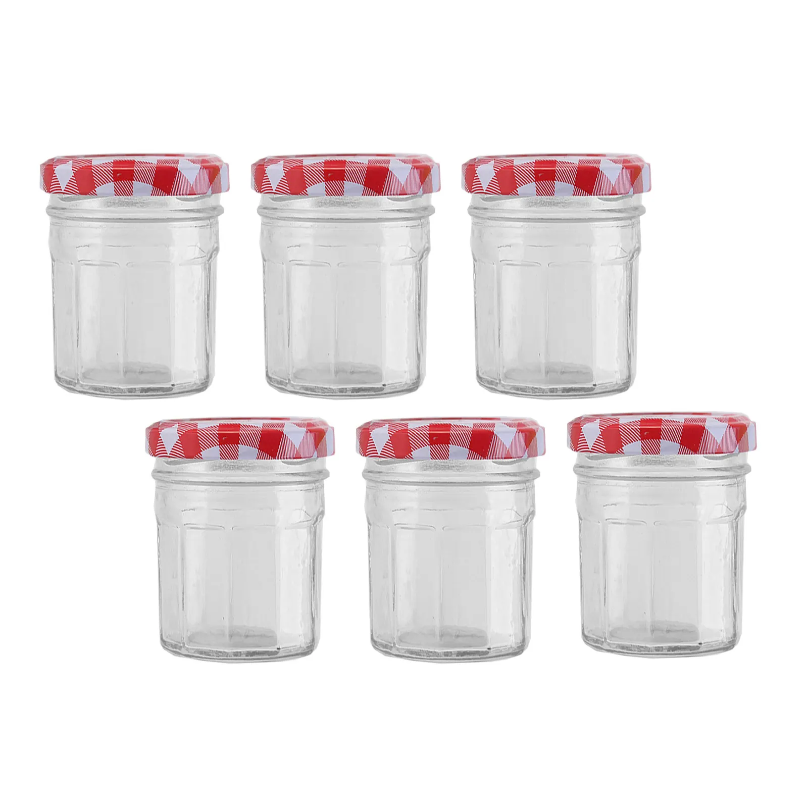 6Pcs Clear High-Grade Glass Food Storage Jar Set Airtight Seal for Honey Tea Grains Cereal Rice Beans Nuts Storage