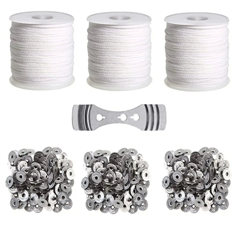 Rotolo di stoppini per candele Stampo per stoppino per candele in cotone naturale Bobina per stoppino per candele in metallo Schede di sostegno per candele Kit per realizzare candele artigianali fai-da-te