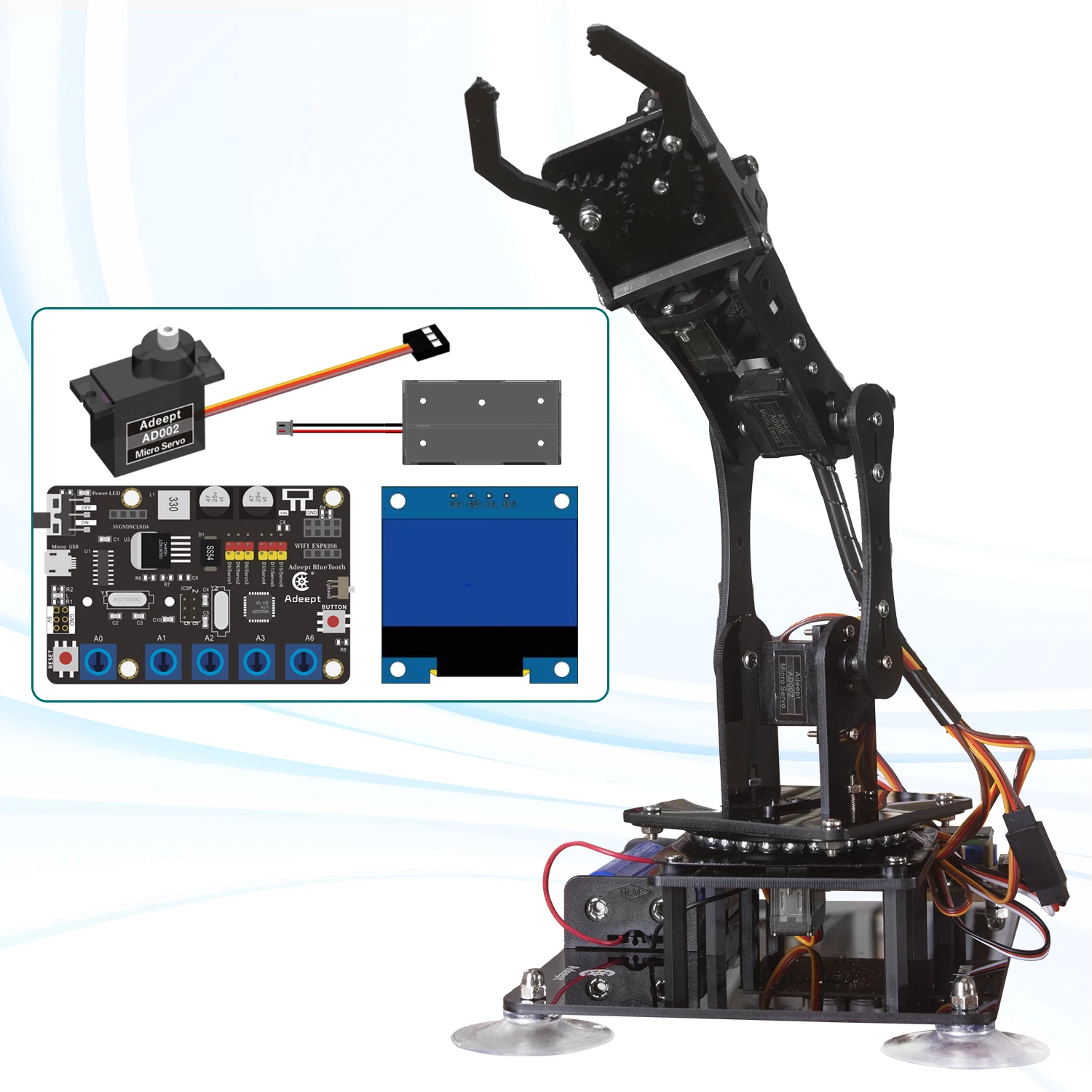 Adeept 5DOF Orange Robotic Arm Kit Compatible with Arduino IDE, Programmable DIY Coding STEM Education